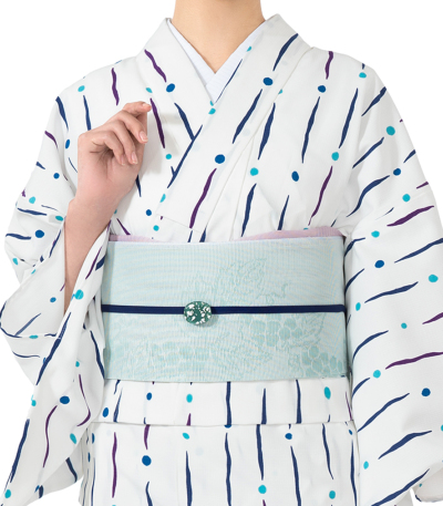 お仕立済み】紗八寸名古屋帯（葡萄柄×薄グリーン系） 0011-01104-B-Y