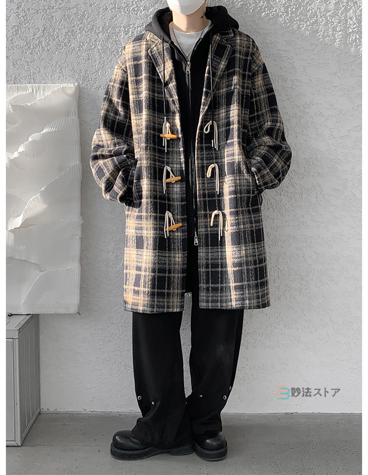 楽天市場】コート ダッフルコート メンズ チェスターコート チェック柄