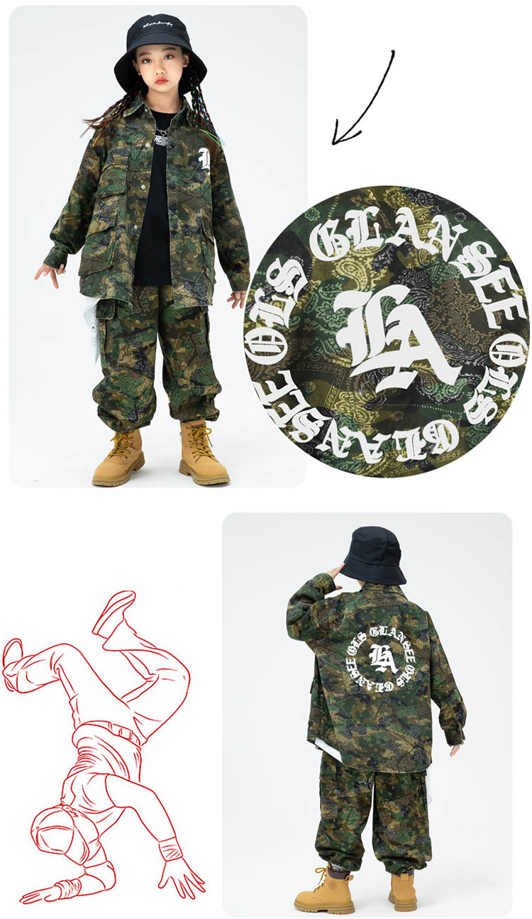 バートン キッズ 迷彩フード付きウェアと緑色パンツセット バートン