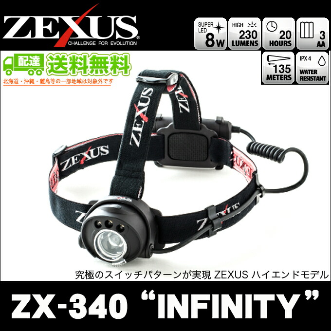 楽天市場】冨士灯器 ゼクサス LEDヘッドライト (ZX-340 “INFINITY