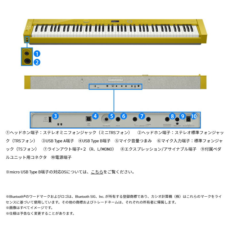 楽天市場】CASIO PX-S7000WE 【ヘッドフォン、楽器クロス、巾着セット