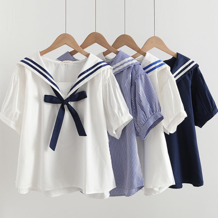 楽天市場】 トップス レディース マリン風 リボン付き 可愛い ブラウス