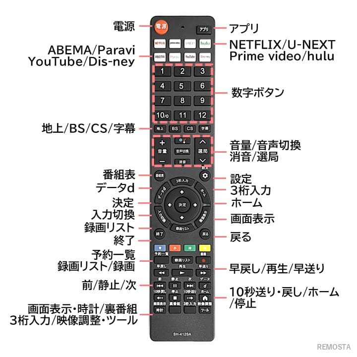 楽天市場】シャープ アクオス テレビ リモコン GB412SA 電池付き 2T
