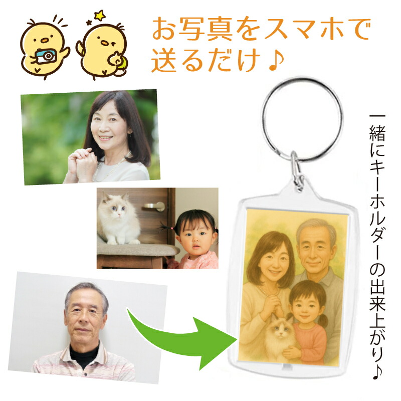 楽天市場】【送料無料・名入れ】一緒にキーホルダー｜写真から絵本風