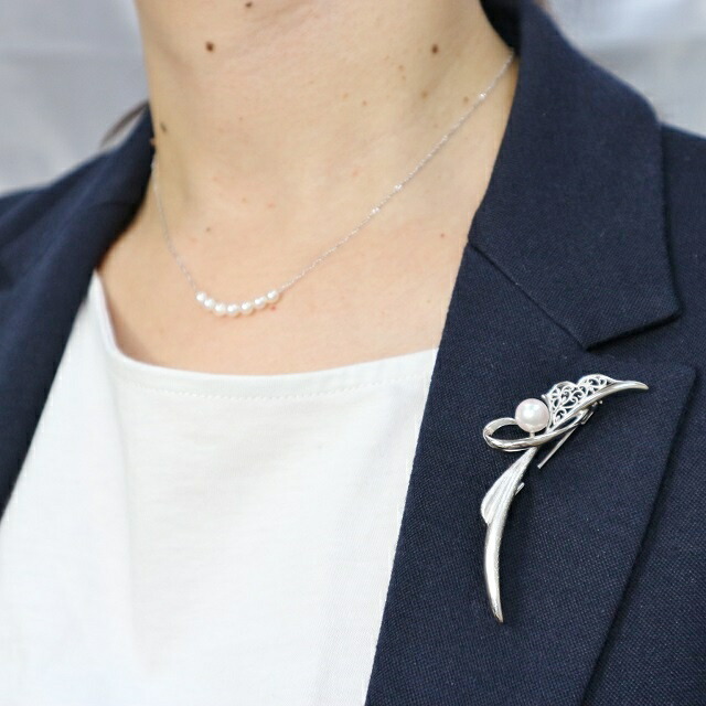 楽天市場】日本産本真珠使用 アコヤ真珠ブローチ（7.5mm珠）【本真珠