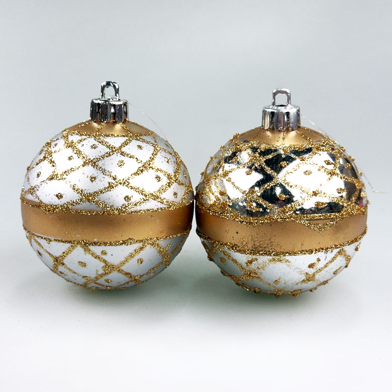 楽天市場】クリスマスオーナメント ラメ入り 70mm デザインボール 2個