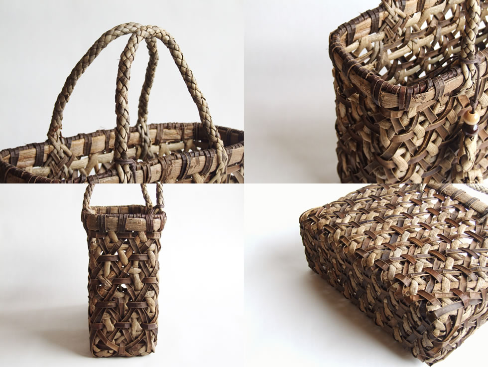 楽天市場】純国産 胡桃かごバッグ 麻の葉編み チャーム付き : おまめ