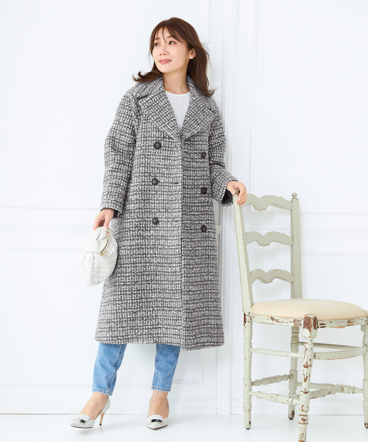 楽天市場】OUTLET-SALE アウター/長袖/ダブルボタン/千鳥柄/ツイード