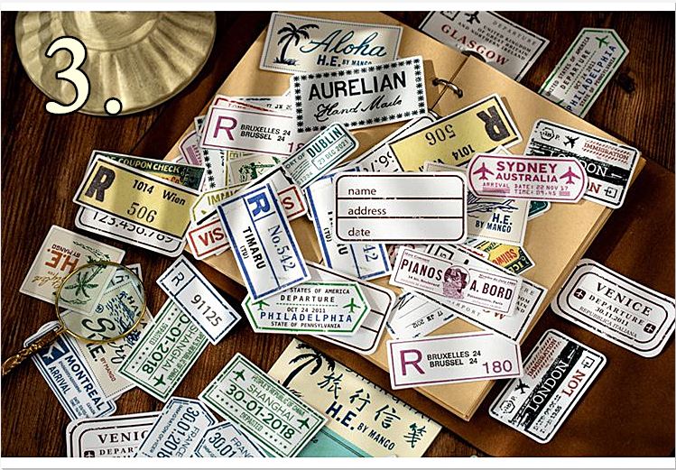 楽天市場】即日出荷 ヴィンテージステッカー 海外シール 60枚 フレーク