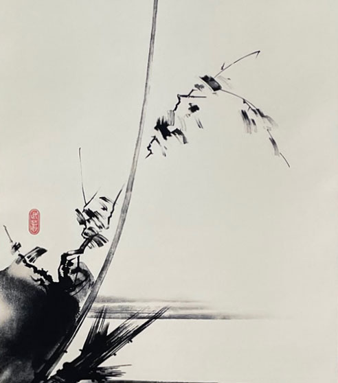 楽天市場】掛軸 宮本武蔵 複製画 枯木鳴鵙図（枯木にもず）(掛け軸 尺