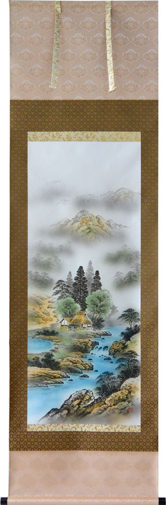 楽天市場】掛軸 四神相応山水図 伊藤岳仙(掛け軸 尺五立) 幅54.2cm×丈