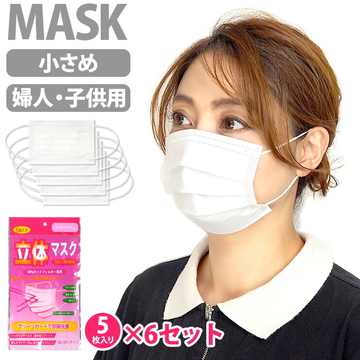 楽天市場】婦人不織布 マスク 立体マスク 30枚（5枚入り×6袋） ノーズ