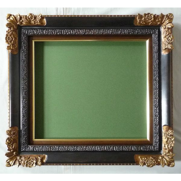 楽天市場】額縁 額縁 油彩額縁 油絵用額縁 黒角花 F30 金＋黒 -新品