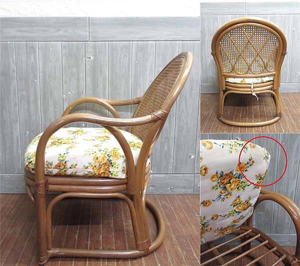 楽天市場】【中古】 ラタン アームチェア クッションチェア 肘掛け付