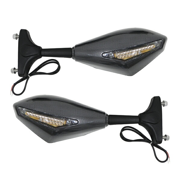 楽天市場】LED ウインカー付き バックミラー カーボン調 スクエア 左右