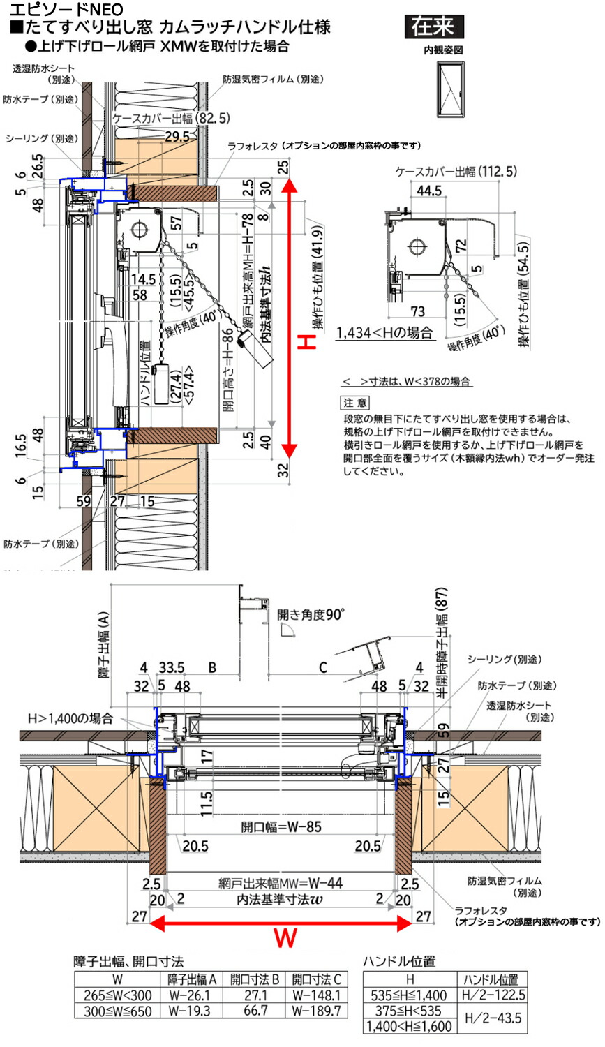 楽天市場】アルミ樹脂複合サッシ YKK エピソードNEO 縦滑り出し窓 W640