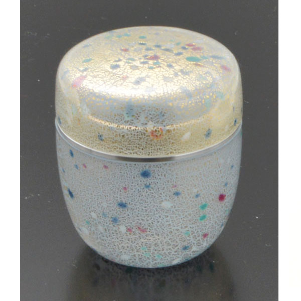 虹 ガラス 茶器 共箱 茶道具 硝子 棗 薄器 レインボー Rainbow 丹波