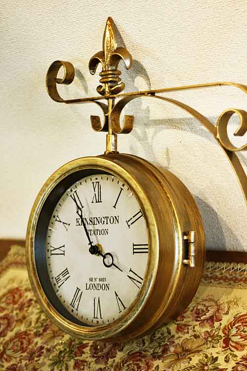 楽天市場】輸入雑貨 時計 吊り下げ時計 ステーションクロック ブロンズ