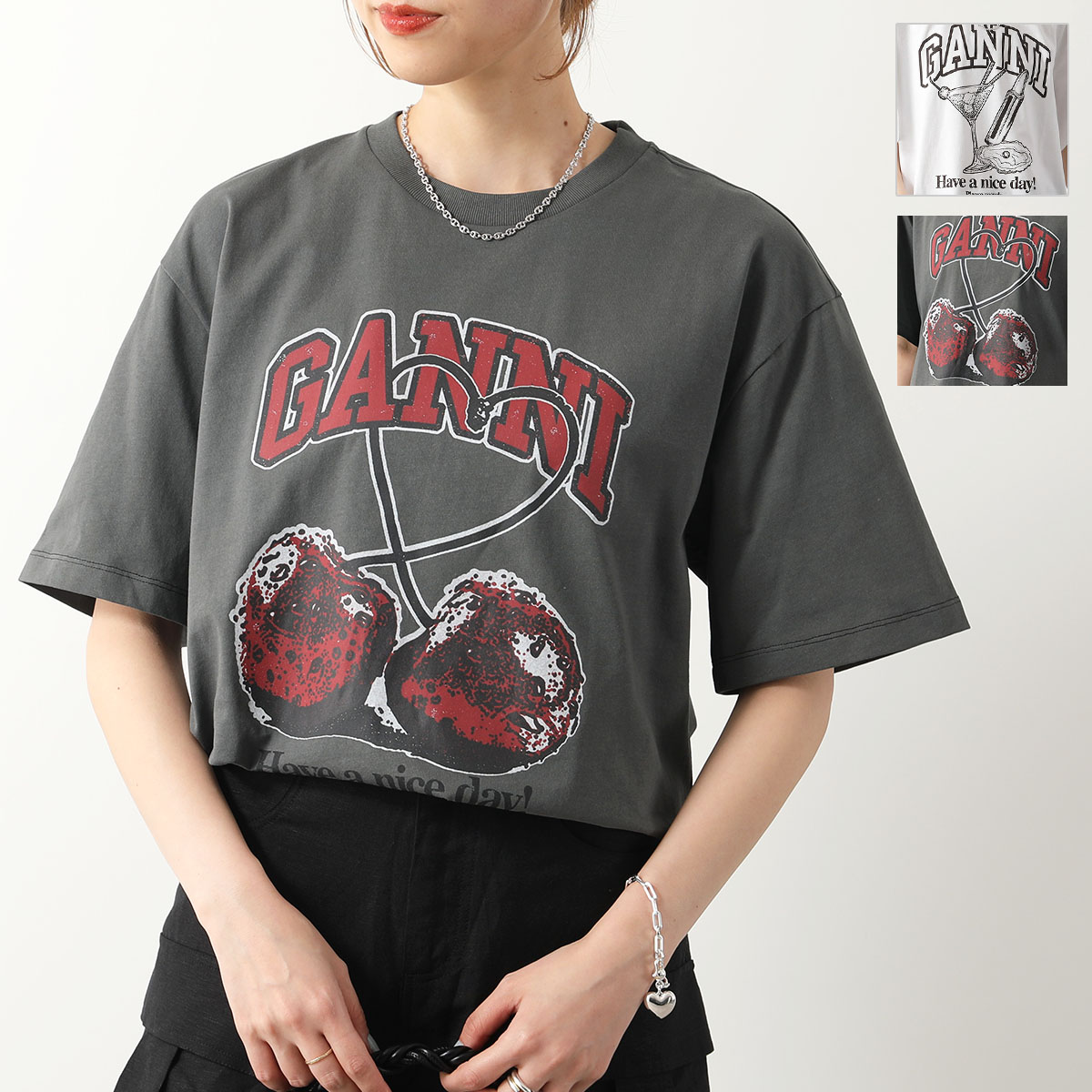 楽天市場】GANNI ガニー 半袖 Tシャツ Future Heavy Cocktail Cherry