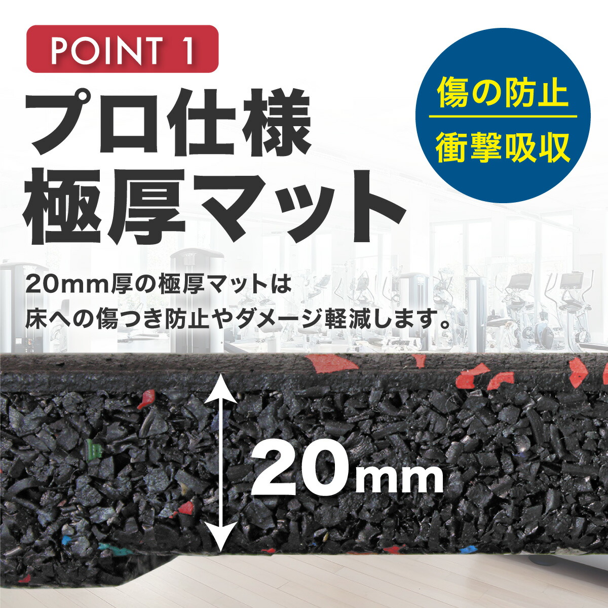 楽天市場】ゴムマット ジムマット 20mm 防音 防振 床 ホームジム 筋