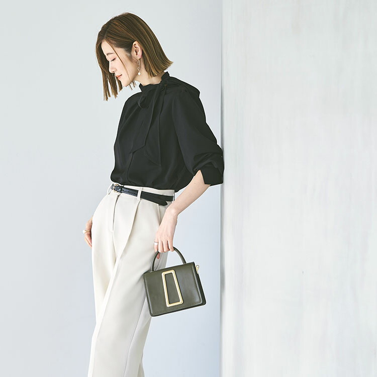 楽天市場】【洗える】レディース ブラウス 長袖ブラウス ボウタイ