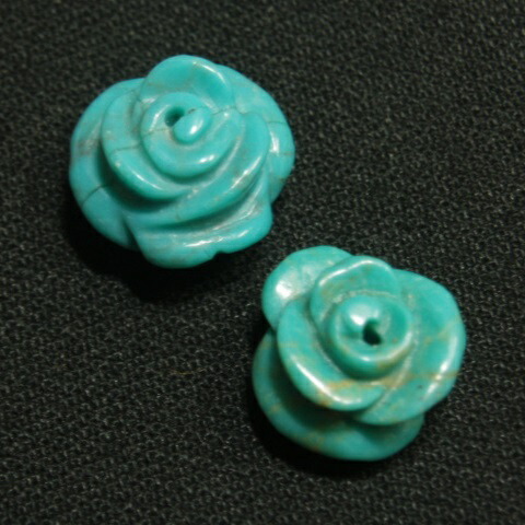 楽天市場】[XC008]天然石ビーズ ターコイズ(トルコ石) バラ彫り(薔薇