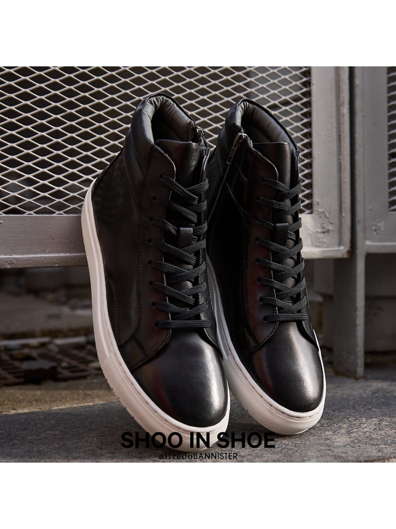楽天市場】サイドジップ ハイカット レザースニーカー
