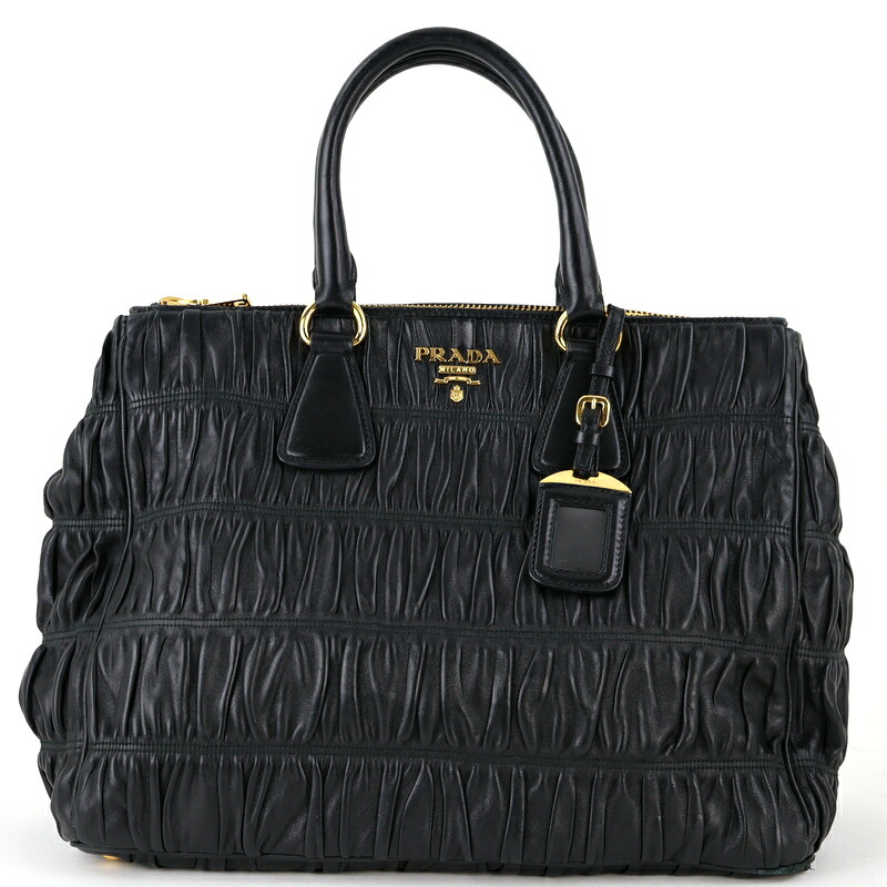 楽天市場】プラダ バッグ レディース ギャザードレザー トートバッグ
