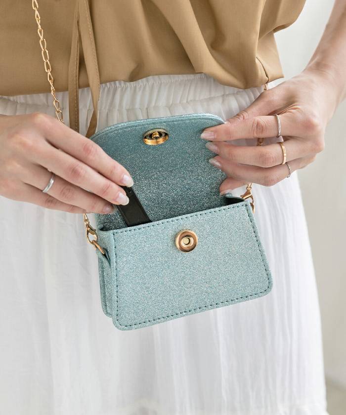 楽天市場】メタリック ラメ マルチ ミニ ショルダー バッグ キラキラ