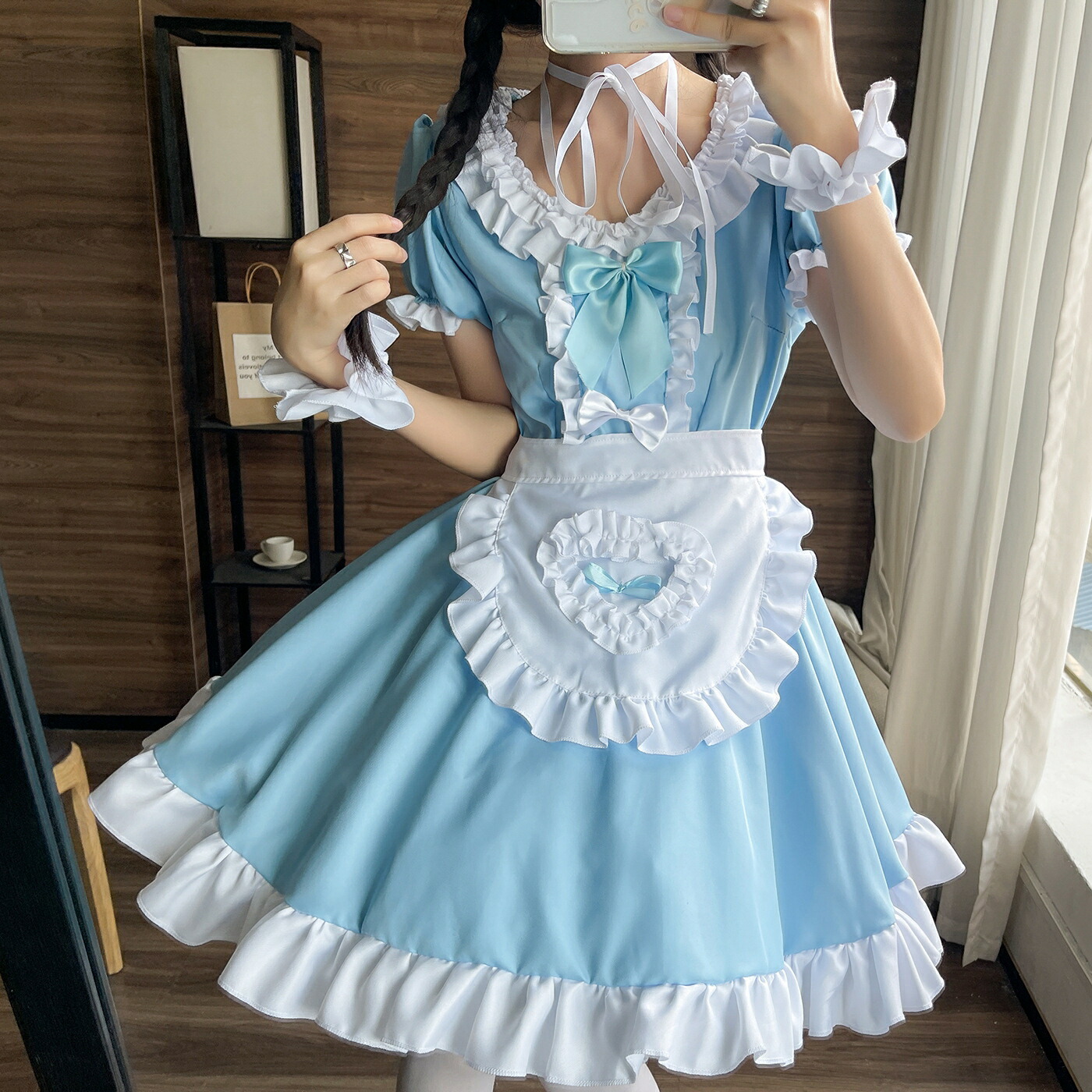 楽天市場】メイド服 コスプレ ワンピース XLサイズ ロリータ 水色