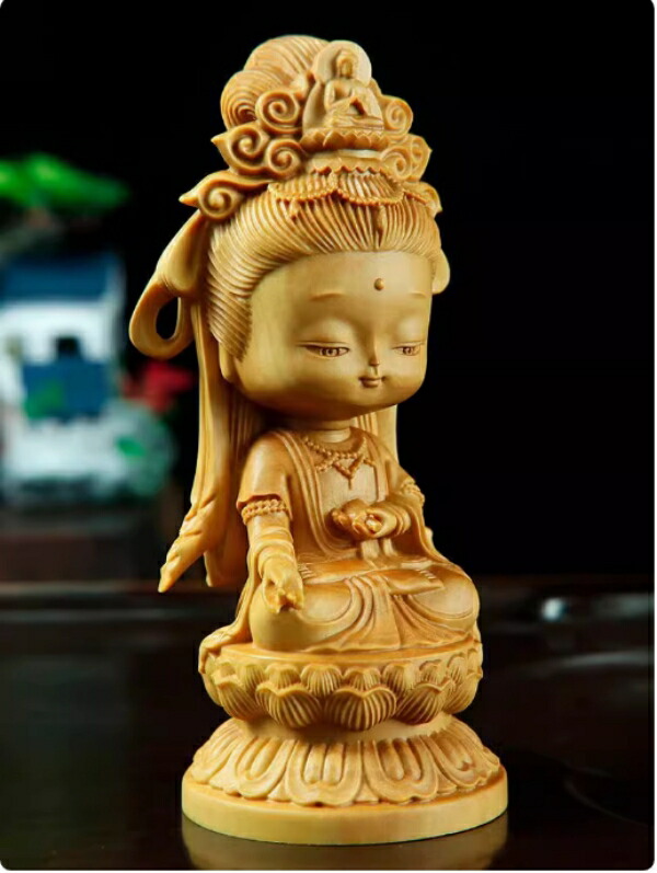 楽天市場】観音像 置物 仏像 座禅菩薩 木製 彫刻 仏具 観音様 置物