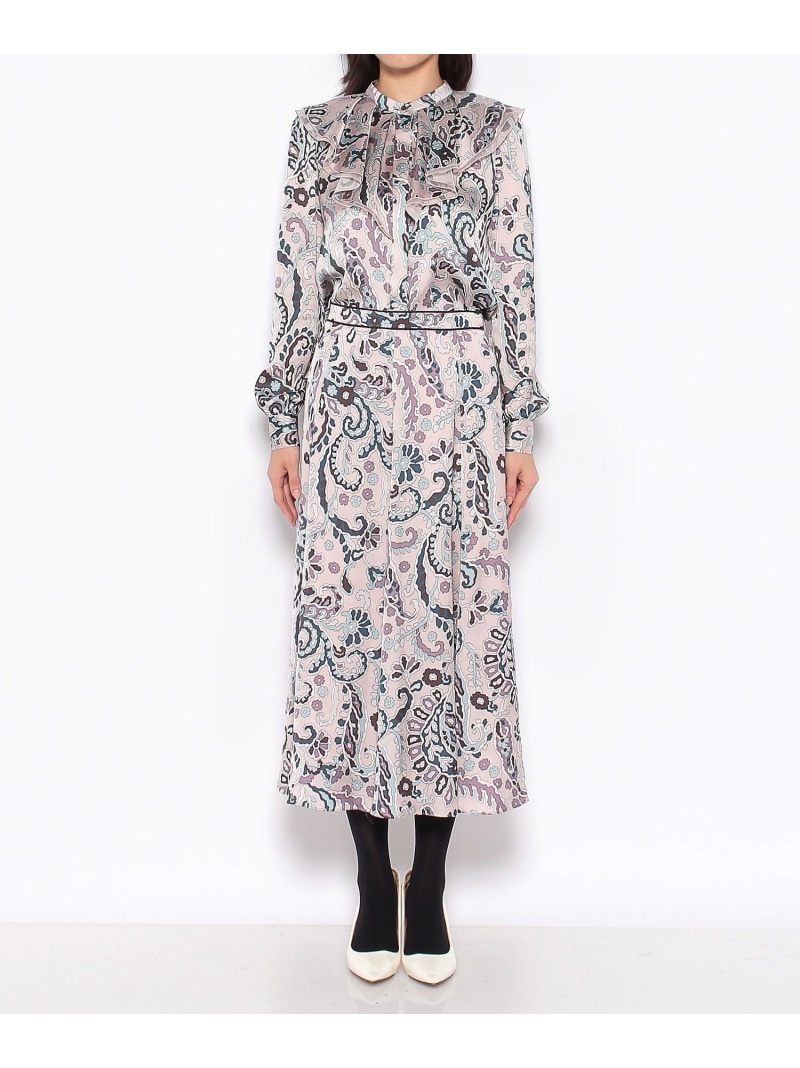 美品ANAYIアナイモダンペイズリーフリルブラウス38Mサイズピンク