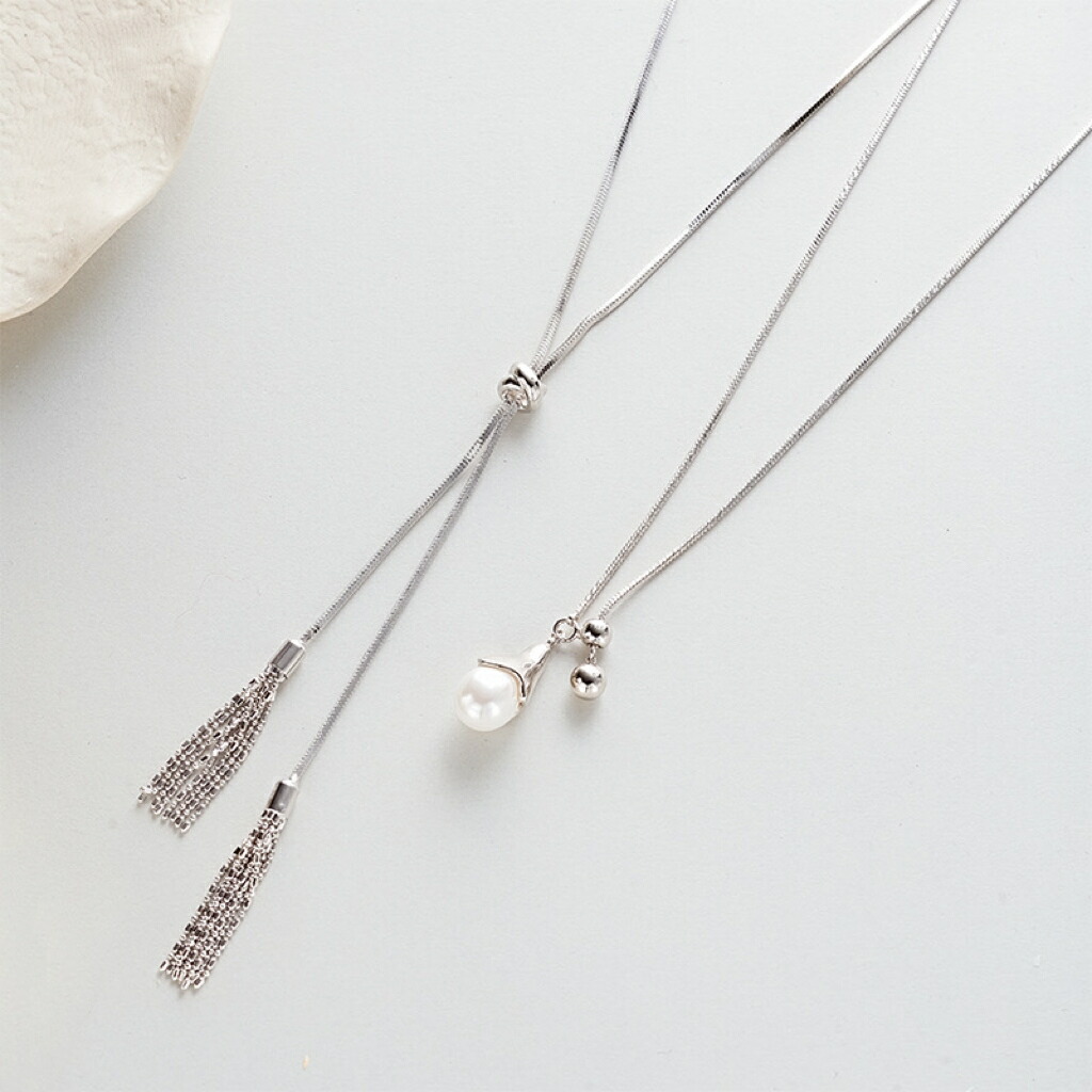 楽天市場】ネックレス タッセル シルバーの通販