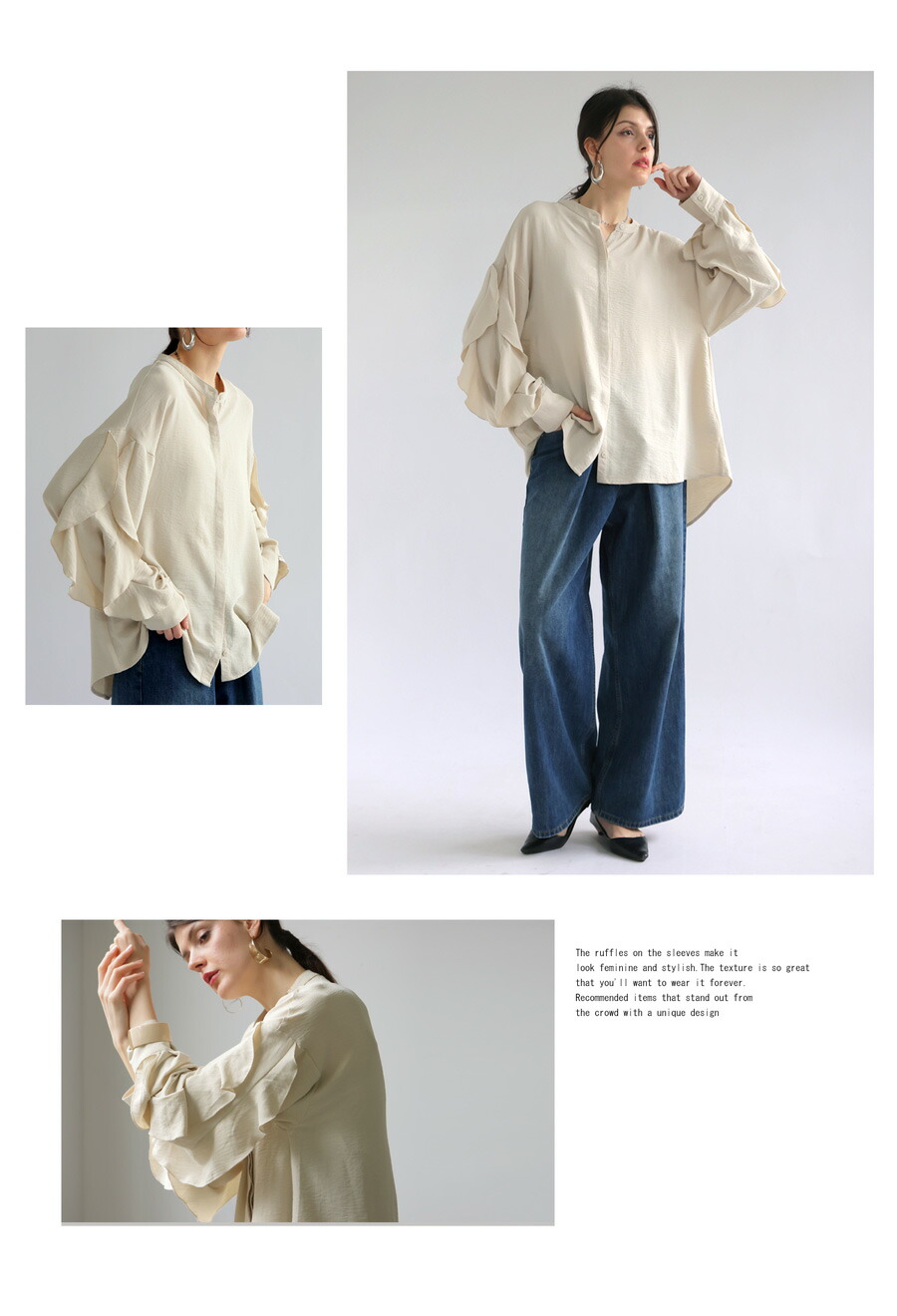 楽天市場】袖フリルシャツ シャツ レディース トップス 長袖 送料無料
