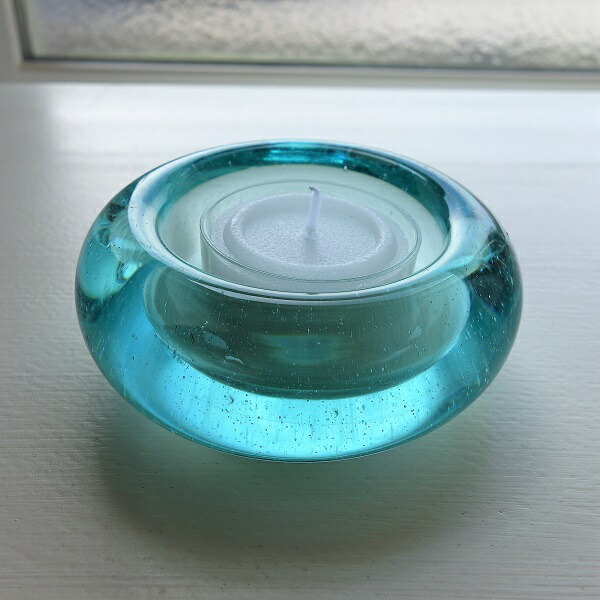 楽天市場】キャンドルホルダー 1個 ガラス キャンドル付き 水色