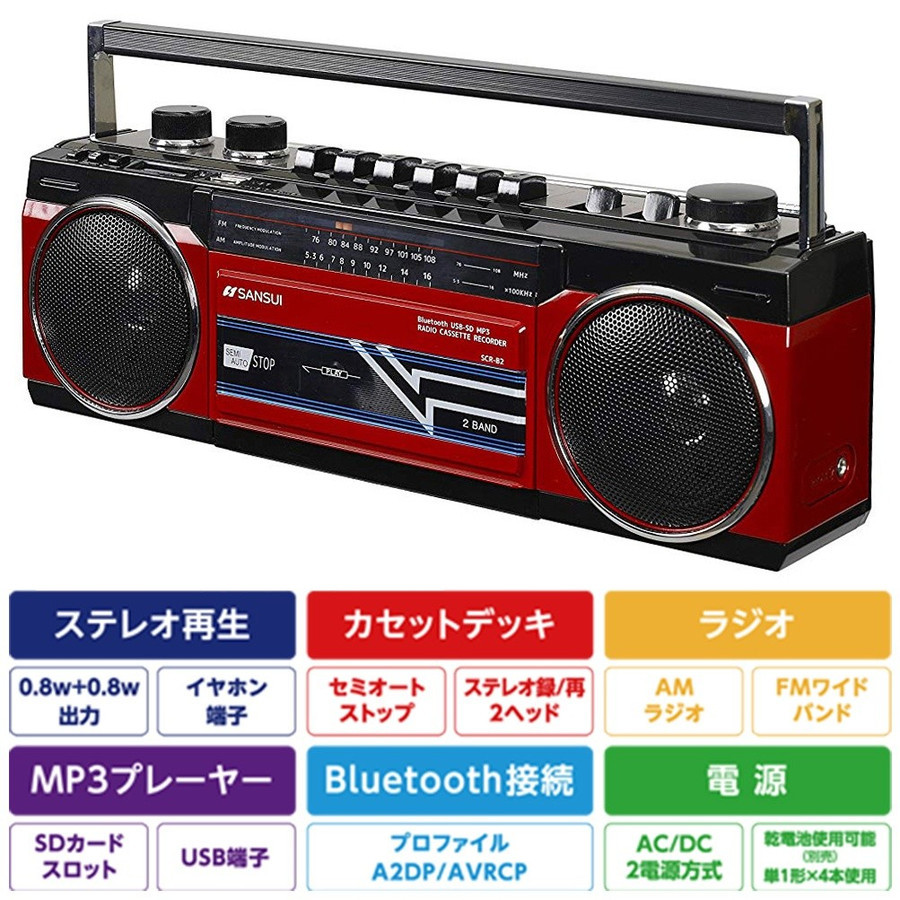 楽天市場】SANSUI シルバー SCR-B2 (S) 限定カラー カセットテープ
