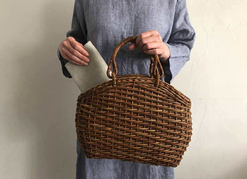 SALE◇ヴィンテージ天然アケビの大きめ籠バック 骨董品 USED◇ 古い