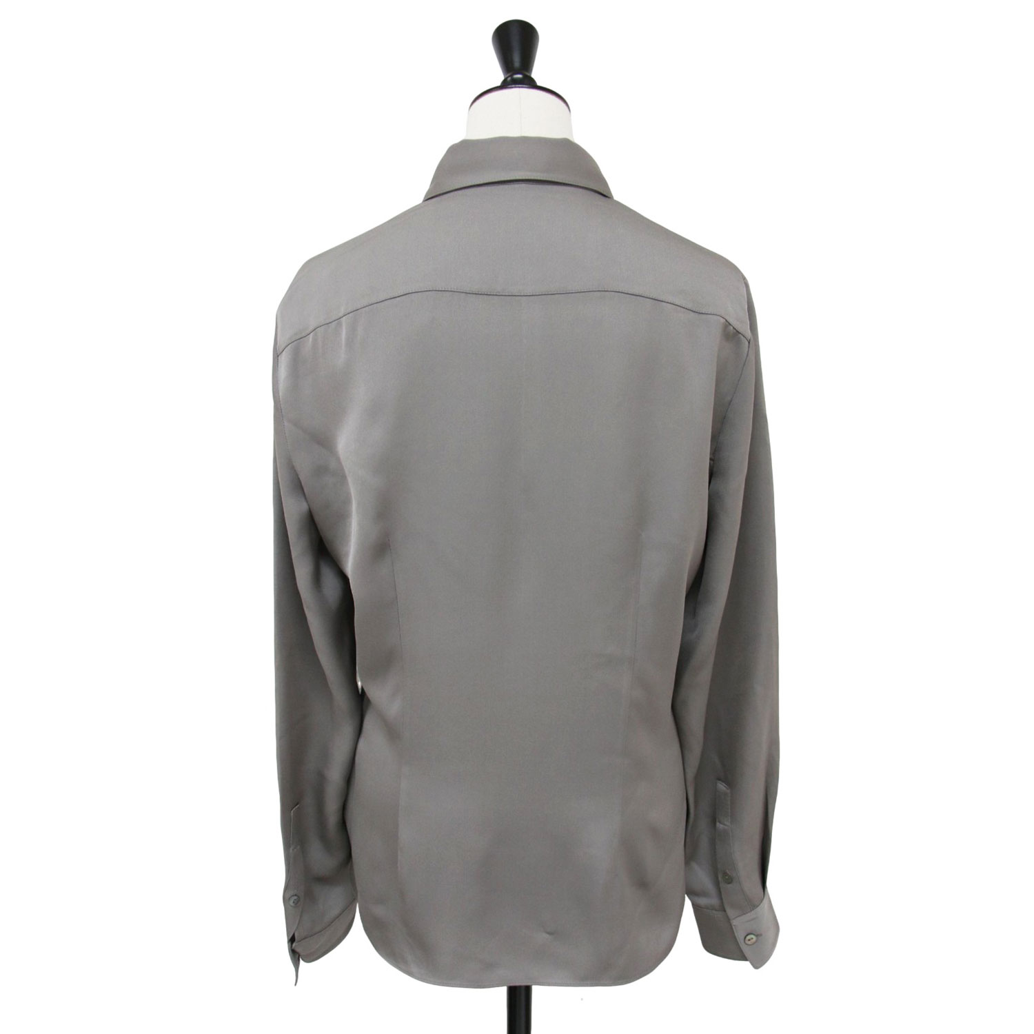 Theory Modern GGT Classic Fitted Shirt Gray Silk Size S Long