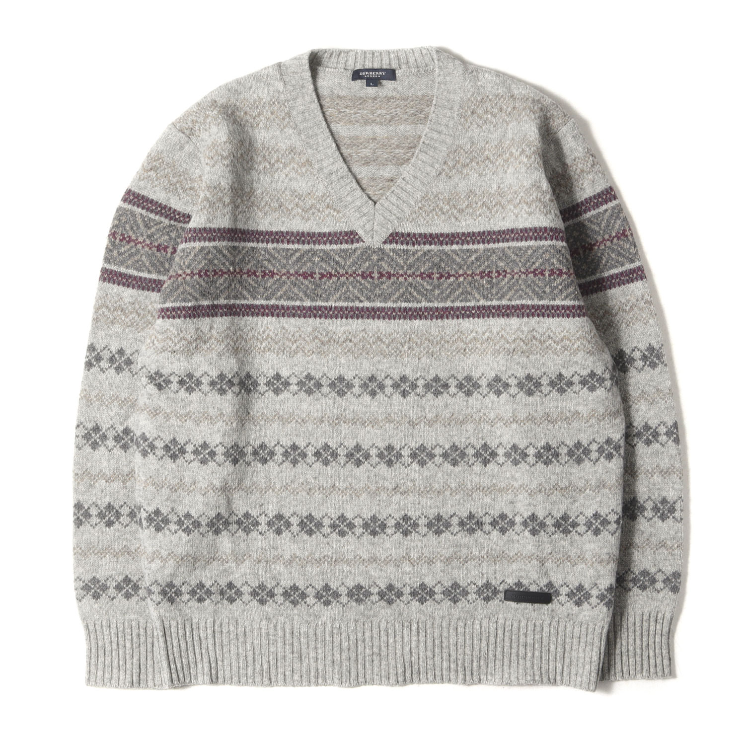 楽天市場】BURBERRY バーバリー ニット サイズ:L ノルディック柄 V