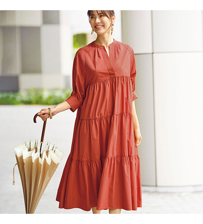 楽天市場】ワンピース M-L LL-3L 快適！はっ水加工ティアード