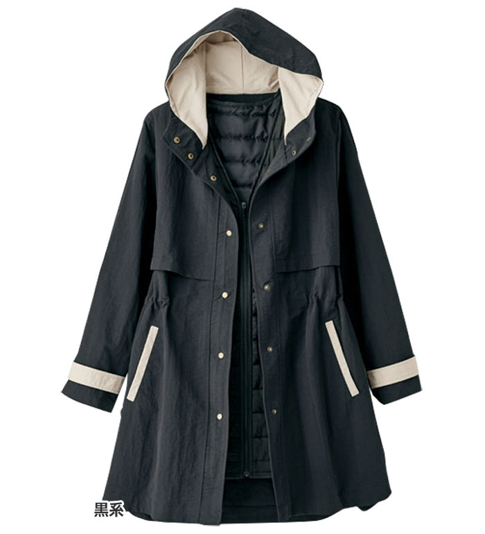 楽天市場】ハーフコート おしゃれの主役！蓄熱中わたベスト付配色