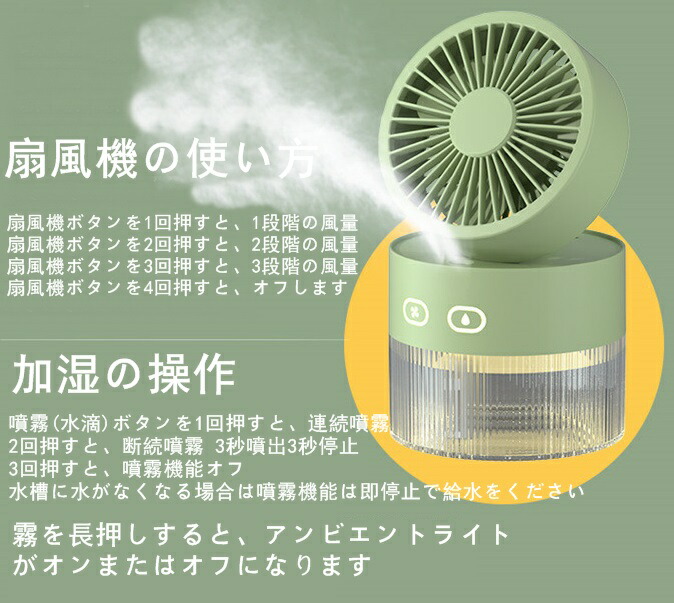 楽天市場】扇風機 加湿器 ファン 卓上 オフィス 霧吹き付き小型扇風機