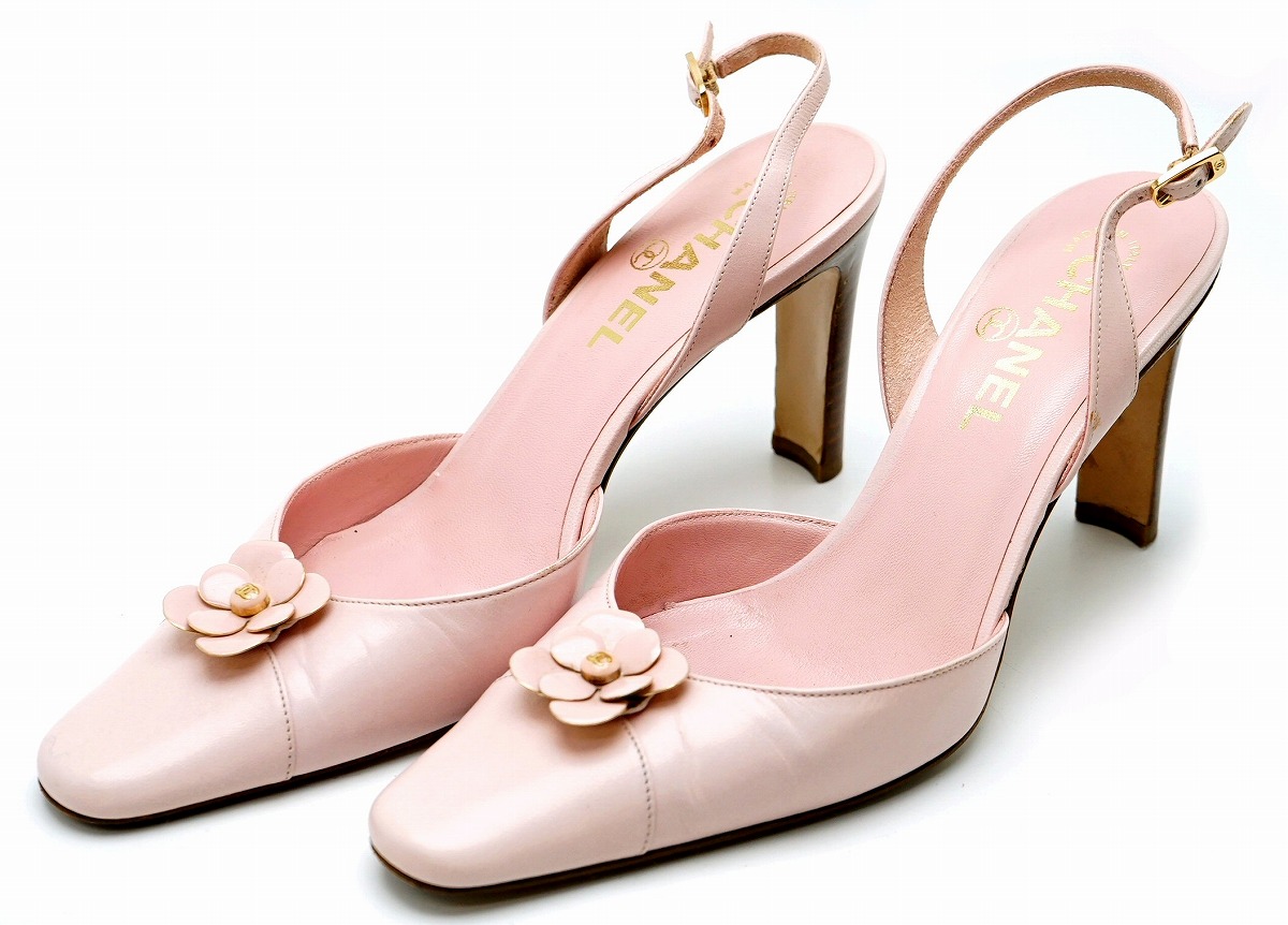 楽天市場】【靴】CHANEL シャネル カメリア パンプスヒール レザー