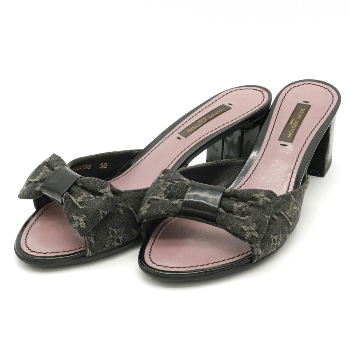 Louis Vuitton モノグラム デニムリボンミュール 22cm ルイ・ヴィトン