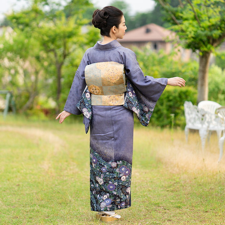 楽天市場】【レンタル】高級正絹 着物 訪問着 フルセット 藤紫 辻が花