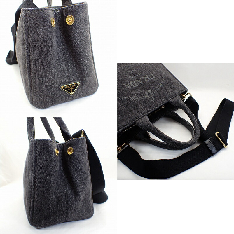 楽天市場】プラダ【PRADA】カナパ2WAYトートバッグデニムブラック