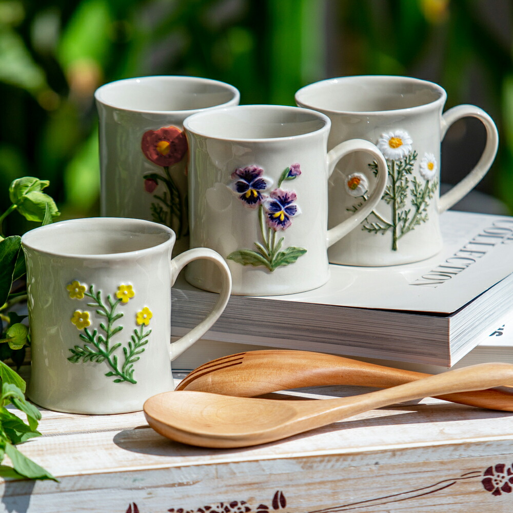 楽天市場】マグカップ 花柄 陶器 コーヒーカップ 花 300ml おしゃれ