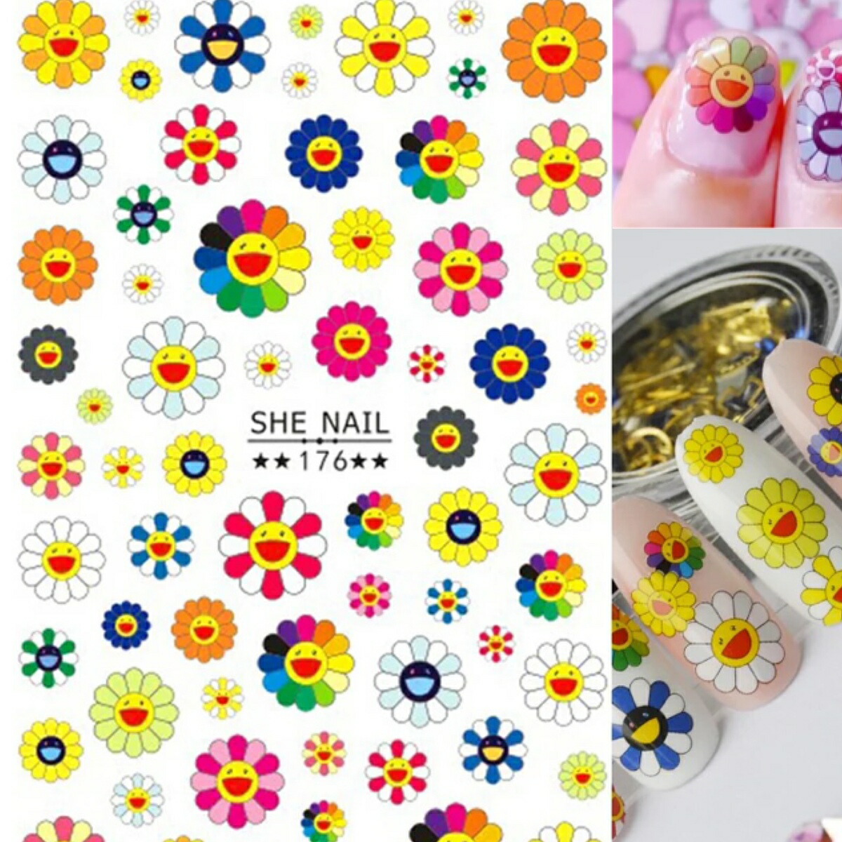 ニコちゃんお花ネイルシール 楽天市場】ネイルシール【1枚】カラフル