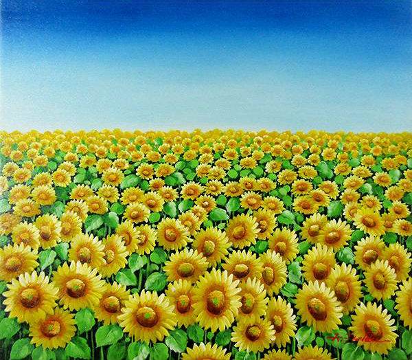 楽天市場】油彩画 フィールダー 「ひまわり」 F10号 油絵 額入り 風景