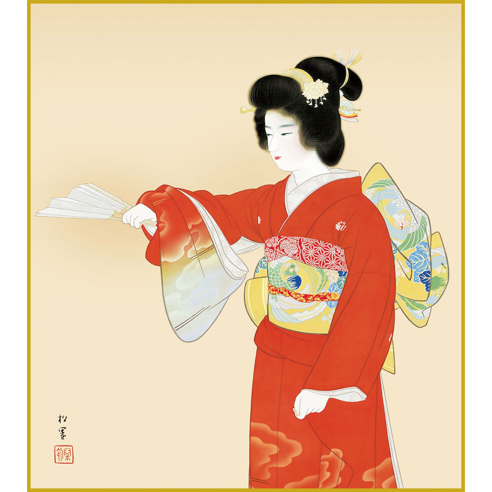 楽天市場】上村松園「序の舞」複製画 額入り 色紙額 特殊工芸画 人物